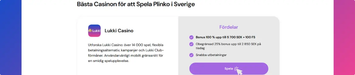 Välj ett kasino Plinko